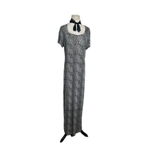 Divine leopard print short sleeves maxi dress size Large